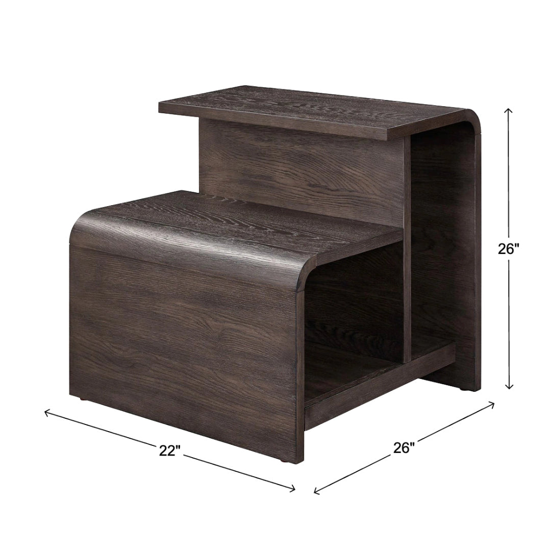 Perspectives end table in brown, lifestyle room setting