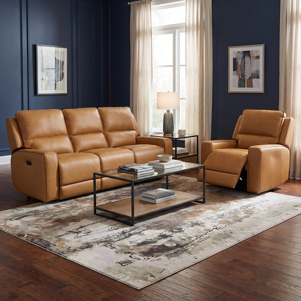 Raymond Leather Zero-G Power Recliner from Bassett Furniture Industries in Brown - Reclined position