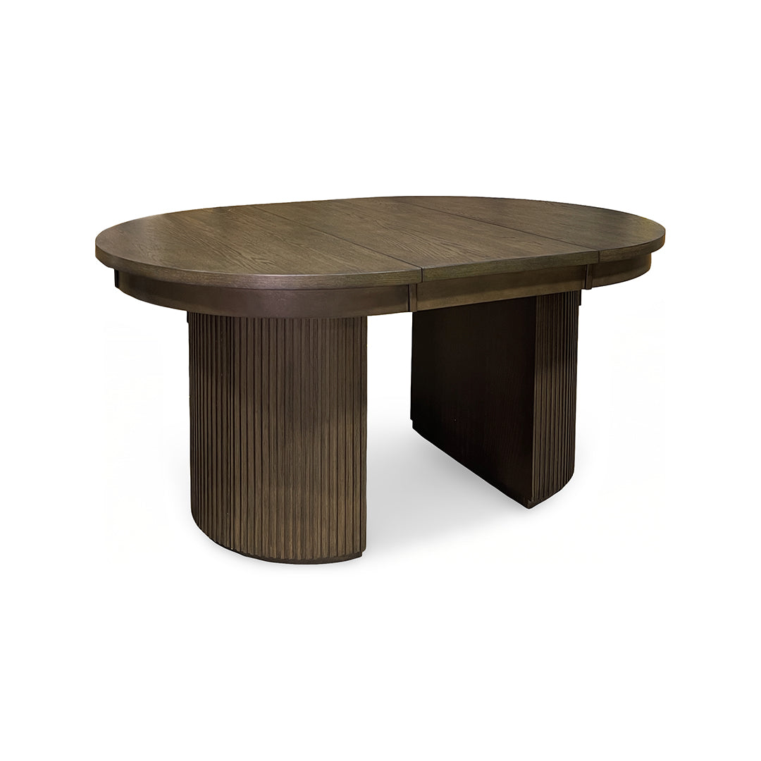 Reeded Flex Dining Table (Seats 8-10) from Davis Home in Brown Veneer with Storage, Extension Leaf - Additional view 6