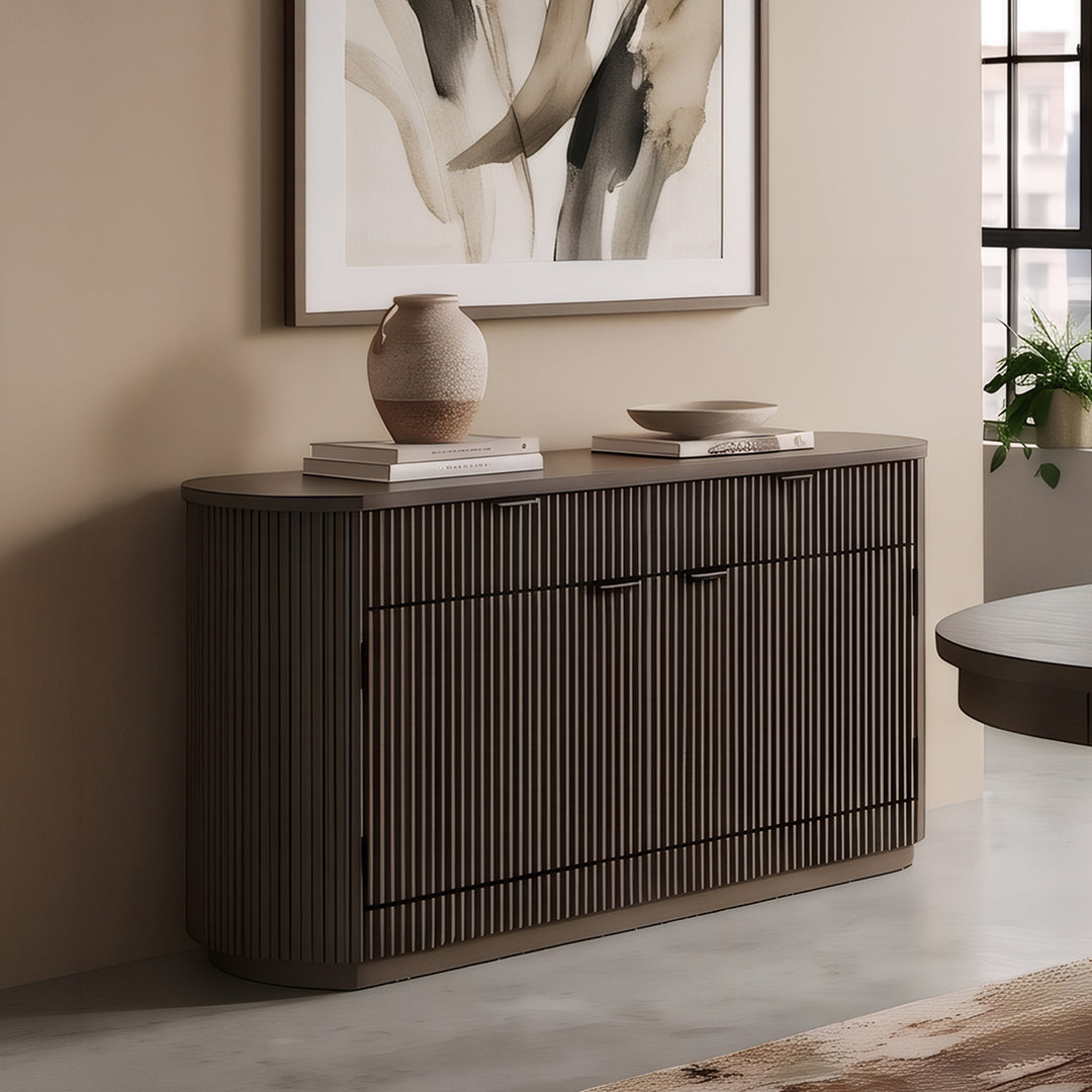 Reeded Flex Server from Davis Home in Brown Veneer - Alternate angle