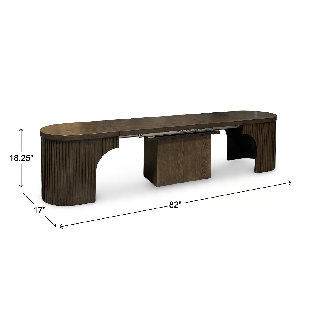 Reeded Flex Expandable Bench from Davis Home in Brown Veneer with Storage, Extension Leaf - Additional view 16
