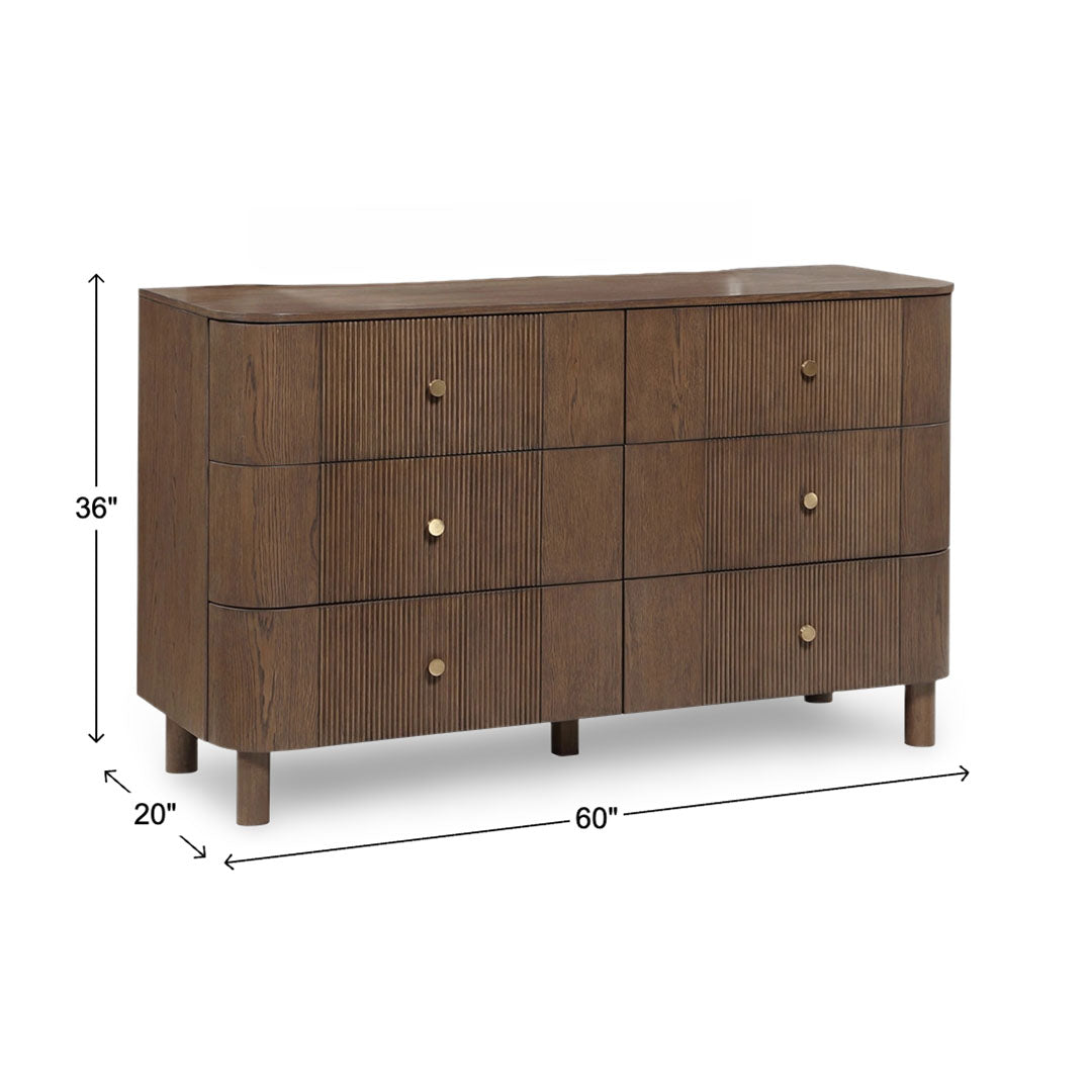 Reeding Dresser with Mirror from Worldwide Designs in Brown with Soft Close - Additional view 4