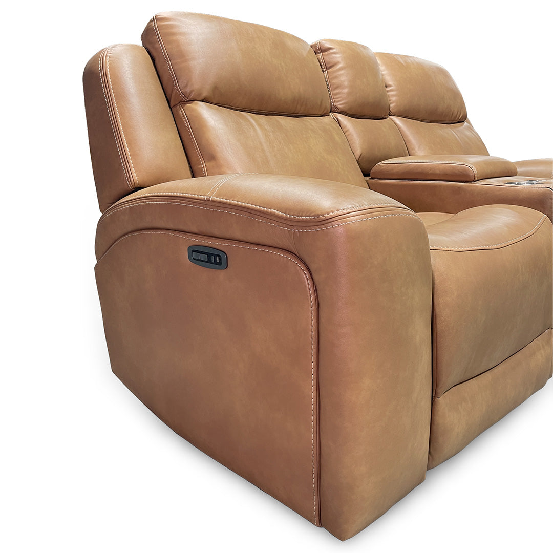Loveseat eléctrico reclinable Reno con consola
