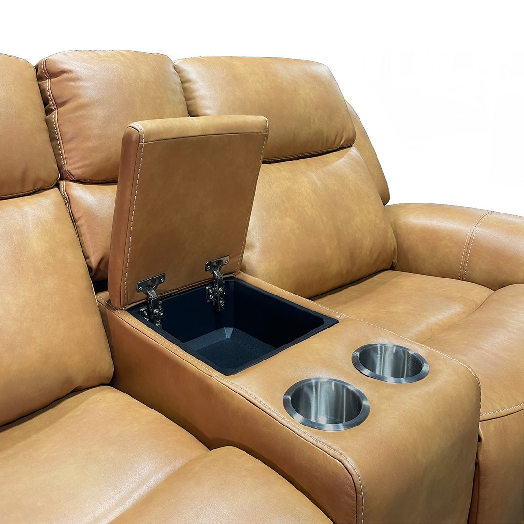 Loveseat eléctrico reclinable Reno con consola