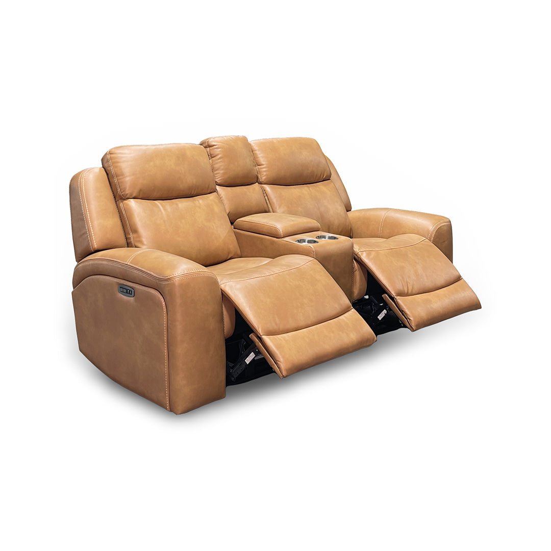Loveseat eléctrico reclinable Reno con consola