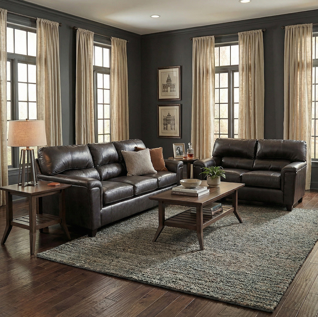 Lacey Leather Sofa and Loveseat