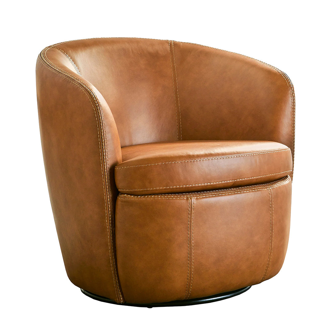 SoHo leather swivel chair by Parker House in caramel leather