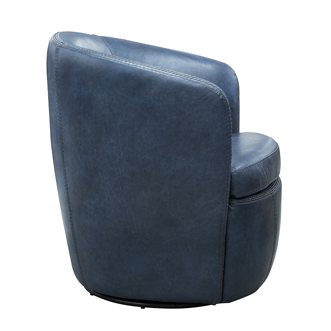 side view of the SoHo leather swivel chair by Parker House in navy leather