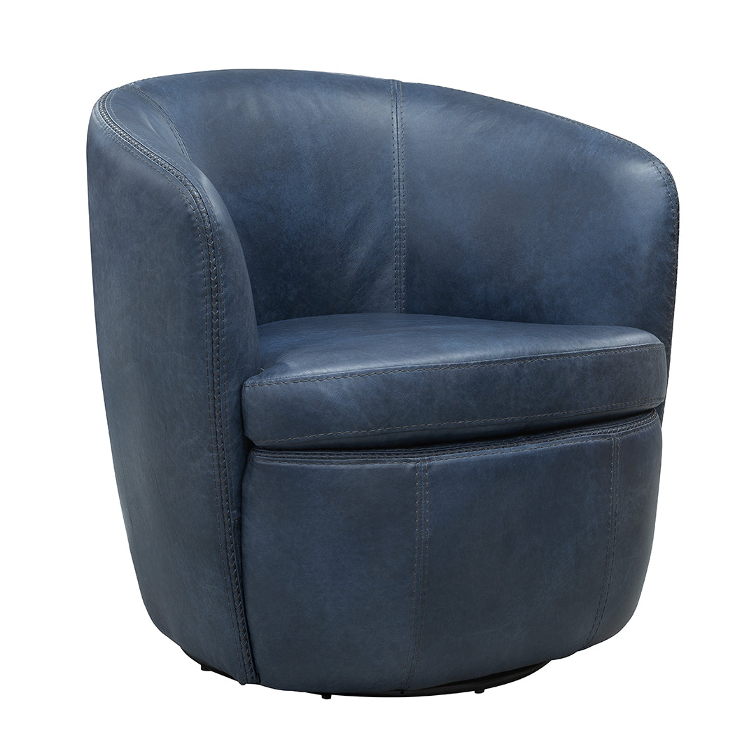 side view of the SoHo leather swivel chair by Parker House in navy leather