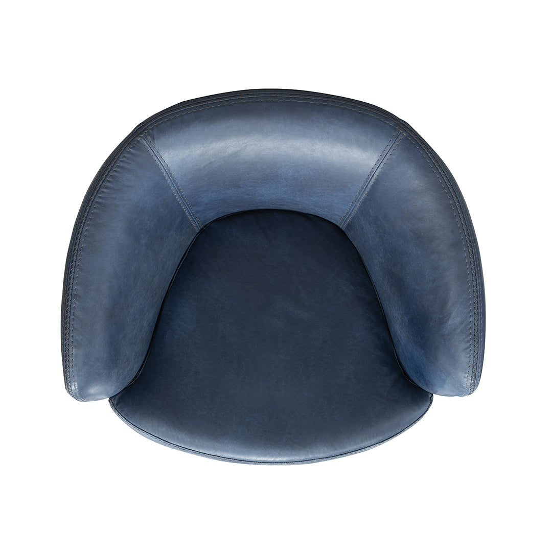 overhead view SoHo leather swivel chair by Parker House in navy leather