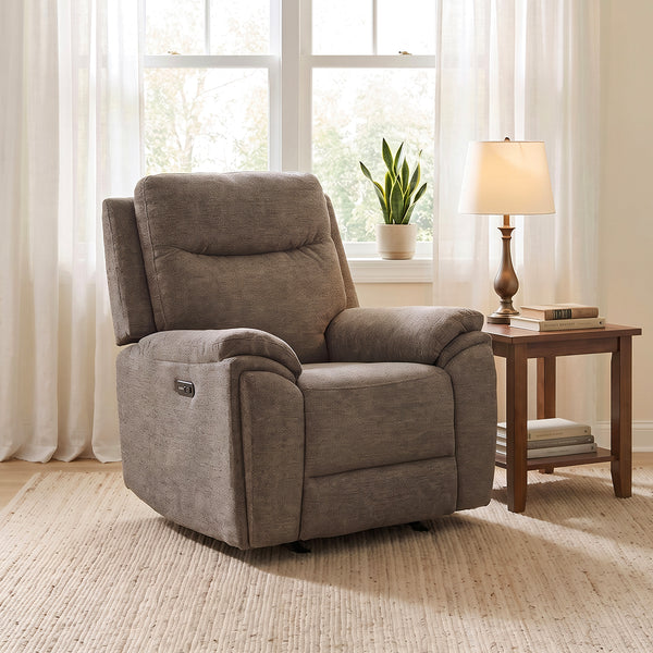 Sahara Power Glider Recliner from Cheers in Brown Performance Fabric - Reclined position