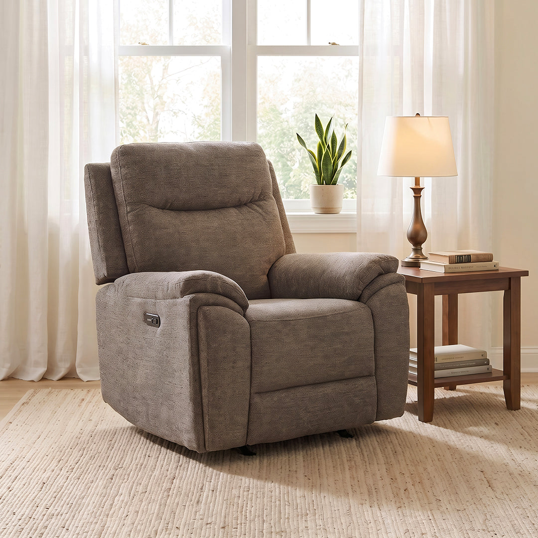Sahara Power Glider Recliner from Cheers in Brown Performance Fabric - Reclined position