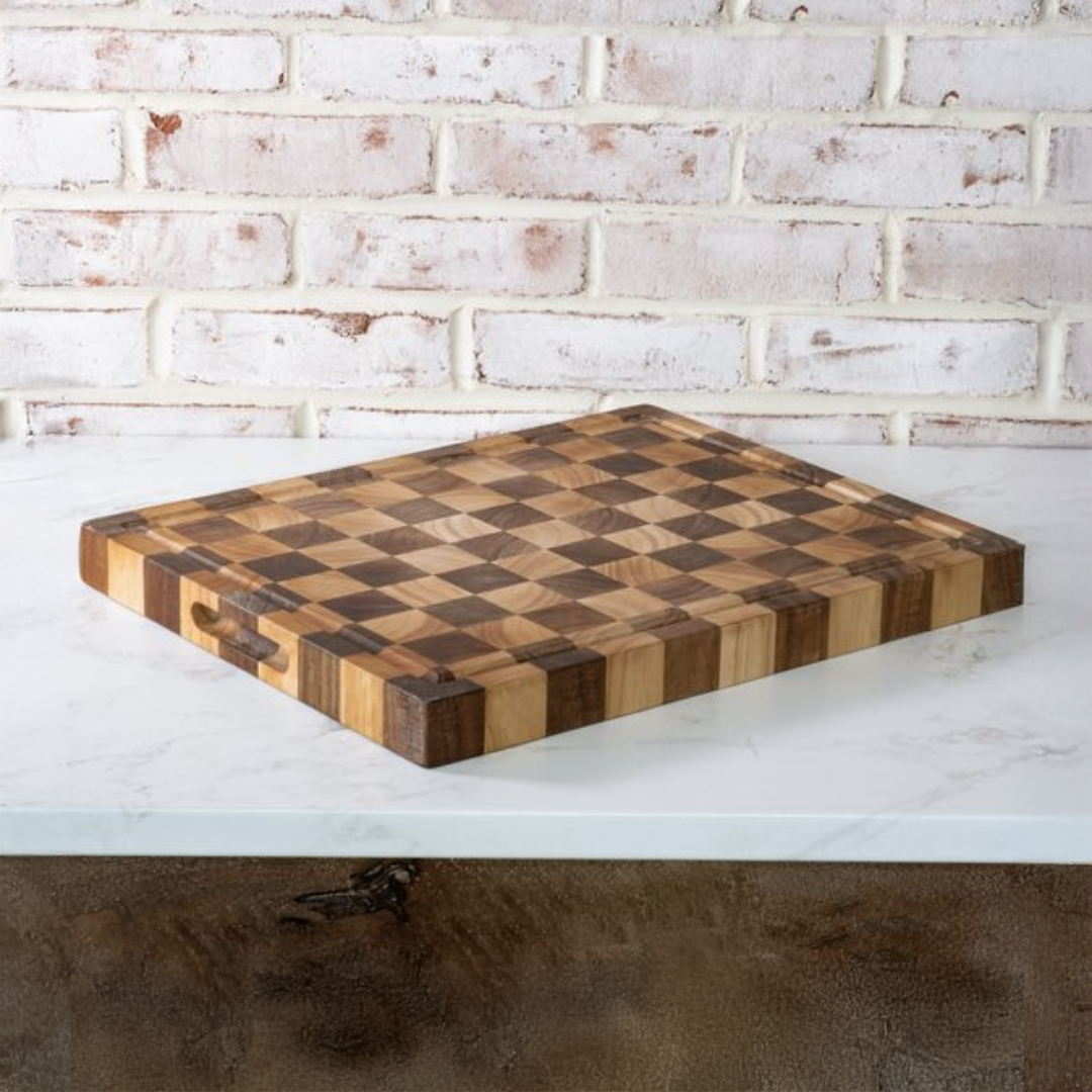 Acacia Checker Serving Board