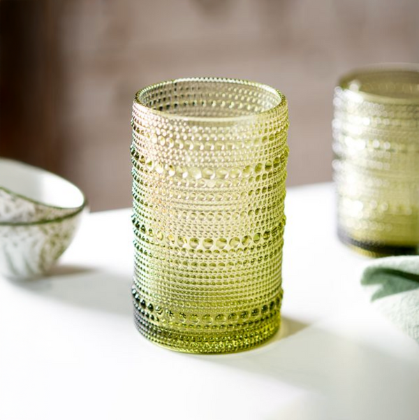 Green Beaded Highball Glass