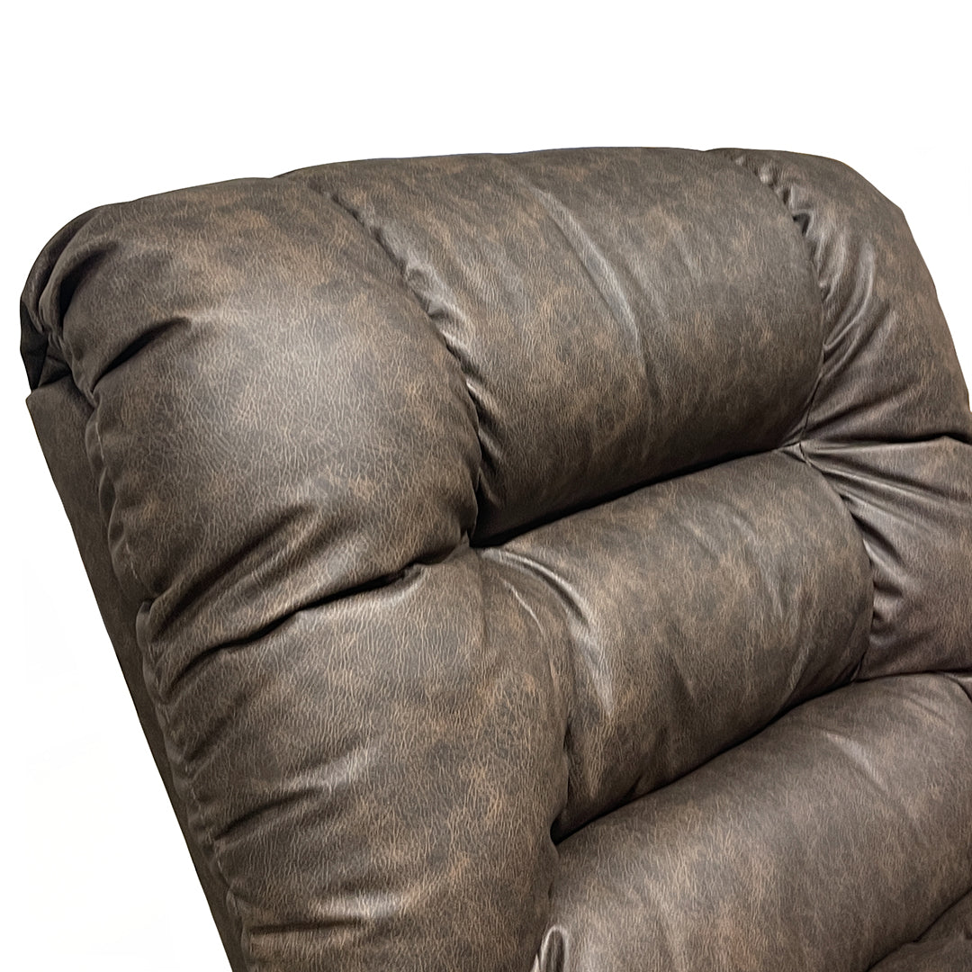 Seger Rocker Recliner from Best Home Furnishings in Brown Polyester with Manual Recline, Made in USA - Reclined position