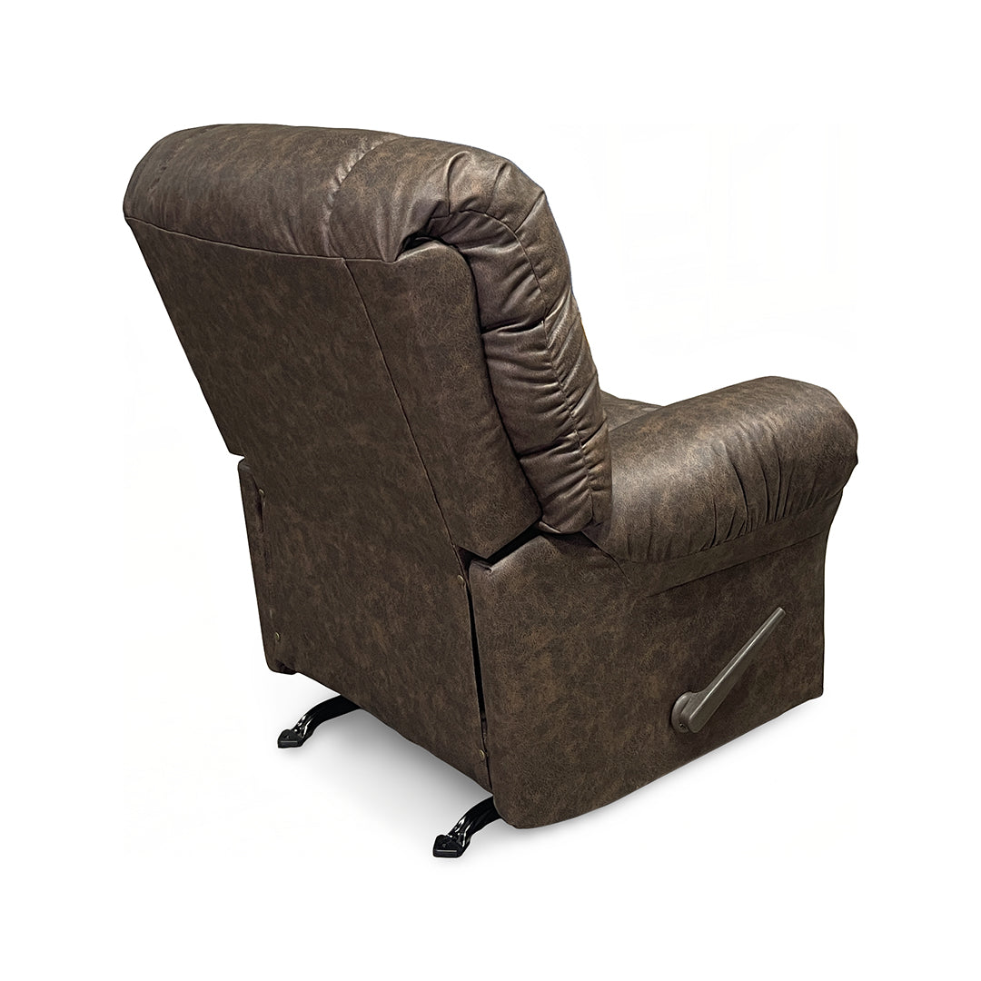 Seger Rocker Recliner from Best Home Furnishings in Brown Polyester with Manual Recline, Made in USA - Reclined position