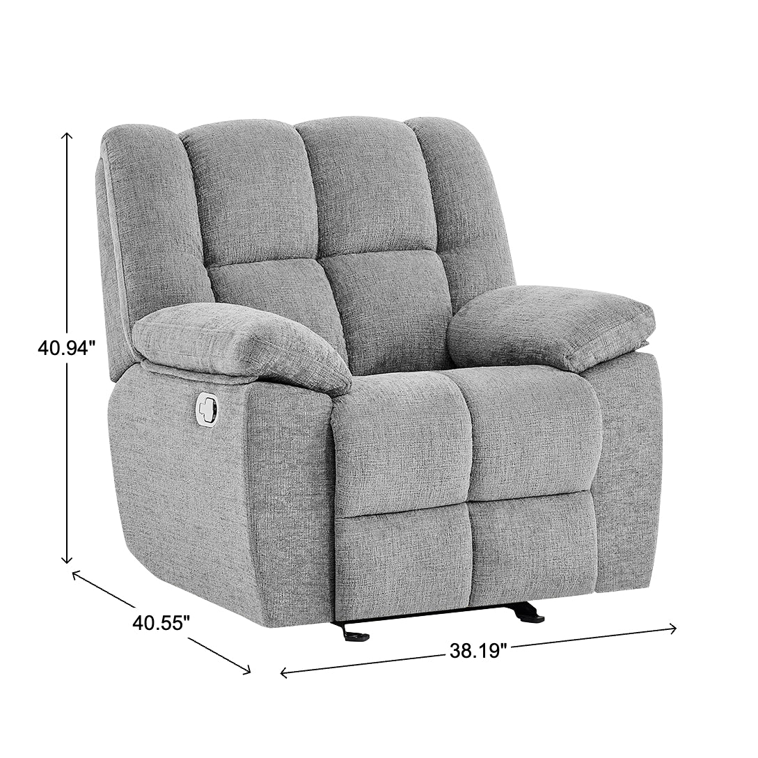 Gray Spellbinder Glider Recliner from Global Furniture USA Inc. - Reclined position
