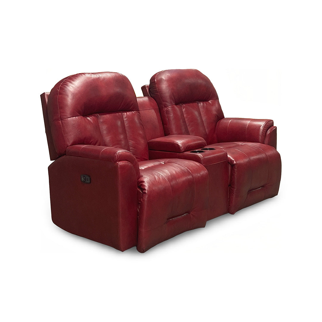 Suitably Leather Power Reclining Loveseat with Console