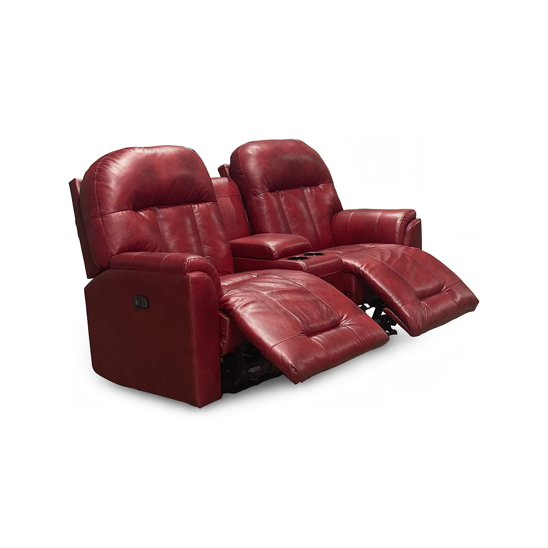 Suitably Leather Power Reclining Loveseat with Console