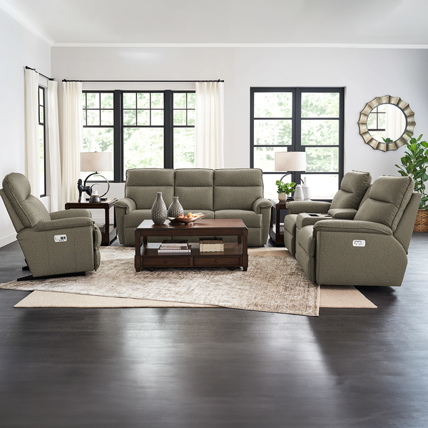 Jay Reclining Loveseat with Console from La-Z-Boy Incorporated in Brown, Made in USA - Alternate angle