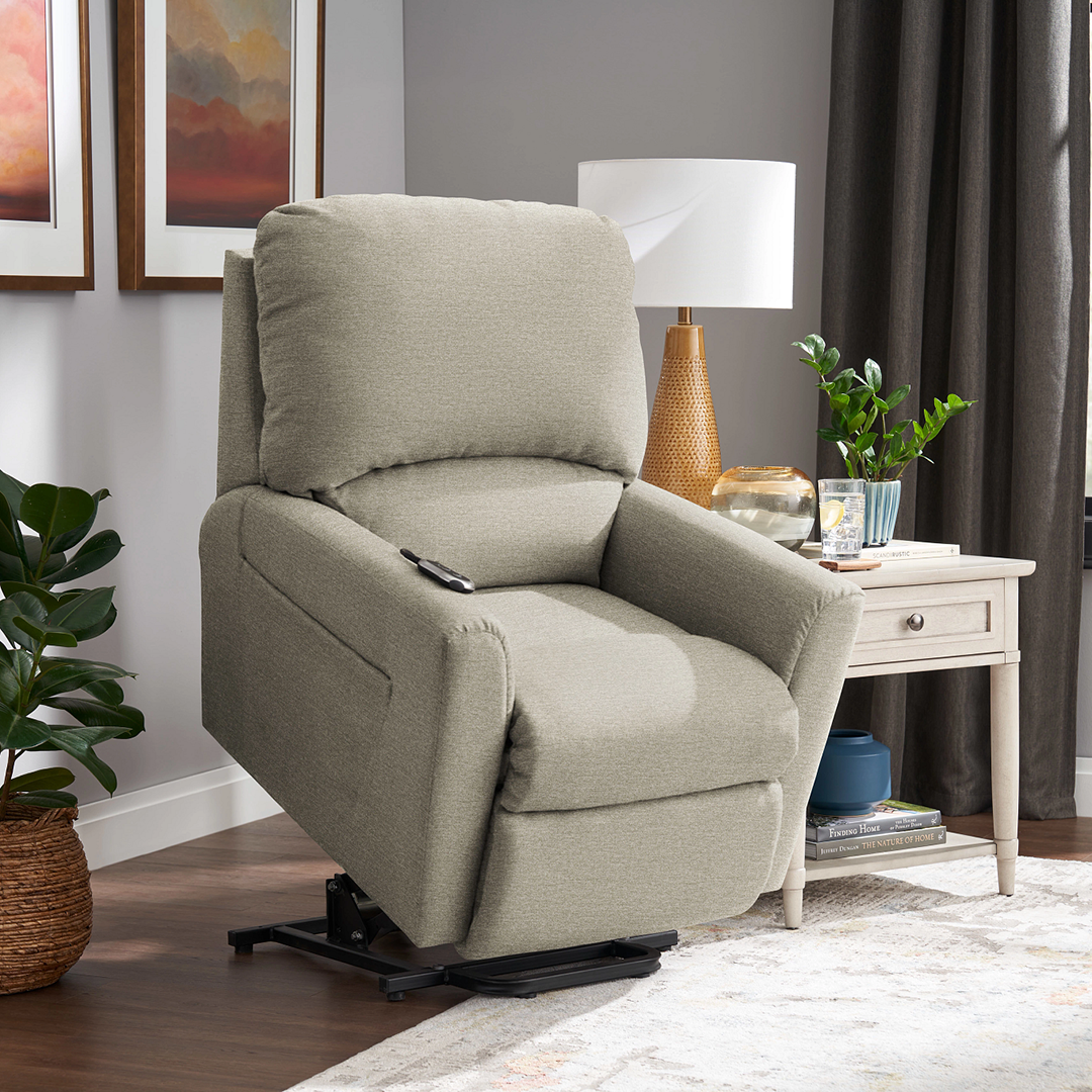 Jean Bronze Power Lift Recliner from La-Z-Boy Incorporated in Performance Fabric, Made in USA - Alternate angle