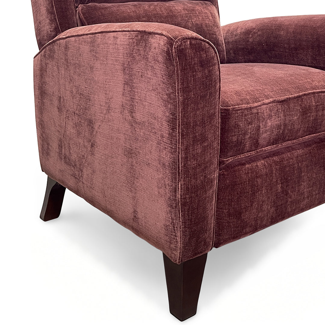 Thomas Press Back Recliner from Furniture Fair in Red Polyester, Made in USA - Back view