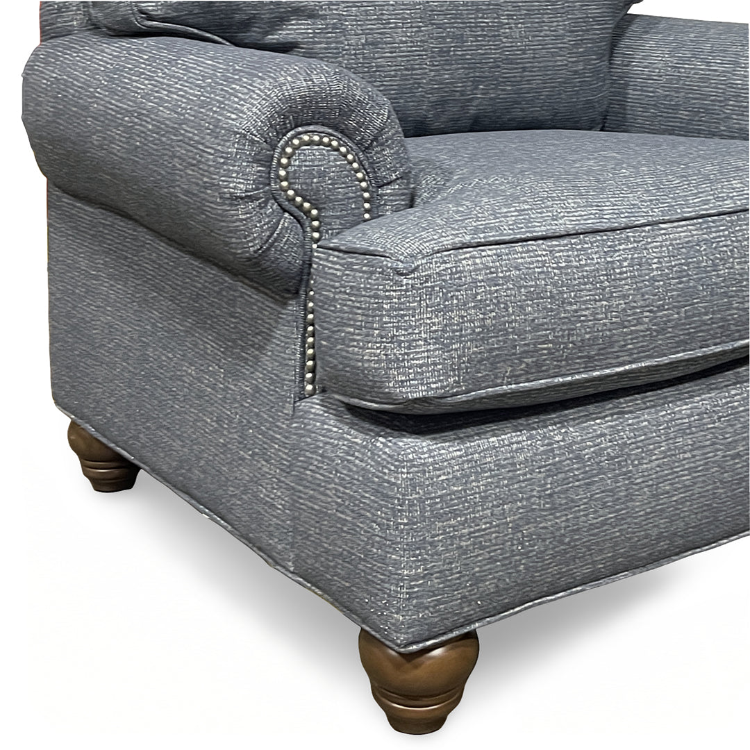 Tracy Chair from Hickorycraft (Craftmaster) in Blue Polyester, Made in USA - Additional view 8