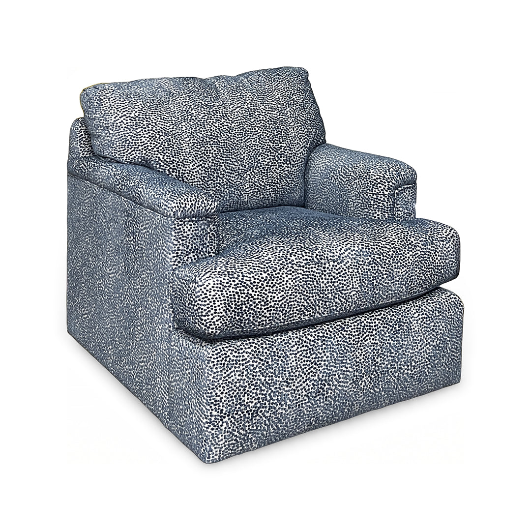 Tracy Swivel Chair from Hickorycraft (Craftmaster) in Blue Polyester, Made in USA