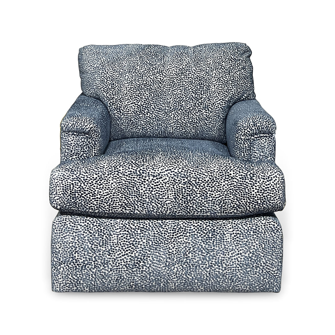 Tracy Swivel Chair from Hickorycraft (Craftmaster) in Blue Polyester, Made in USA - Detail view