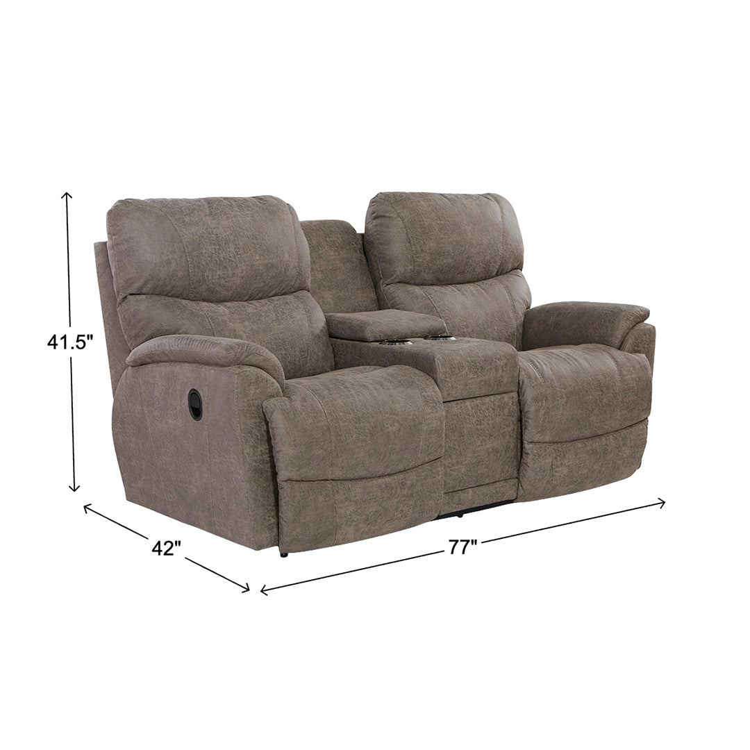 Trouper Reclining Loveseat with Console from La-Z-Boy Incorporated in Brown Performance Fabric, Made in USA - Additional view 4