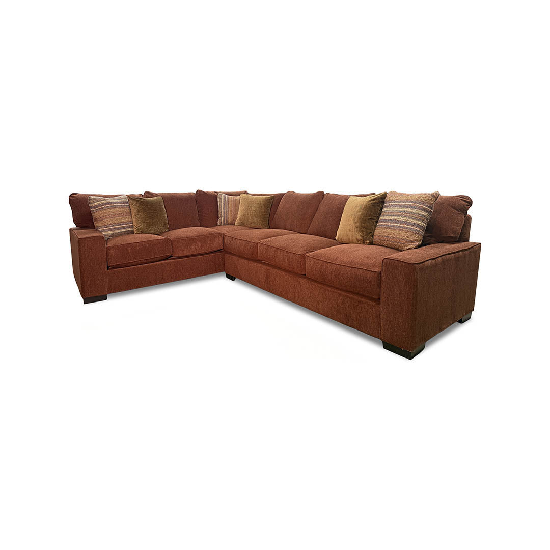 Troy Sectional II (2-Piece) from Michael Nicholas Designs in Red Polyester with Accent Pillows, Hardwood Frame, Made in USA - Additional view 4