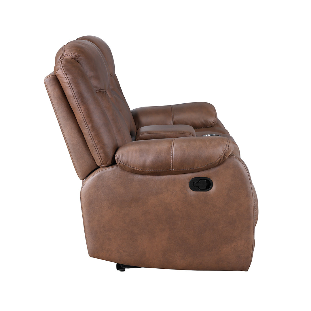 Sofá de dos plazas reclinable manual Morello con consola