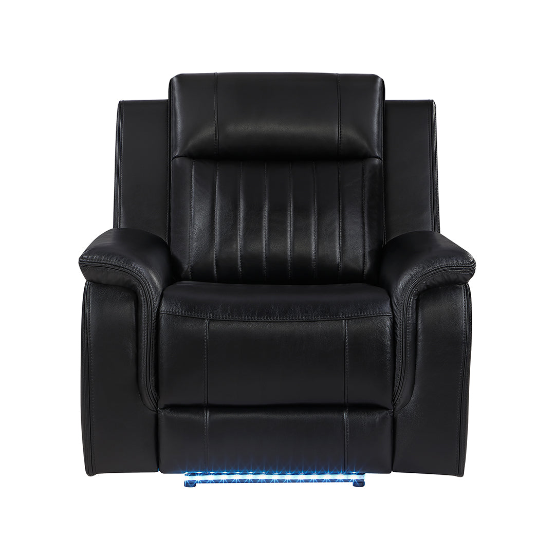 Black Faux Leather / Leather-Look Wade Power Recliner from Global Furniture USA Inc. - Detail view
