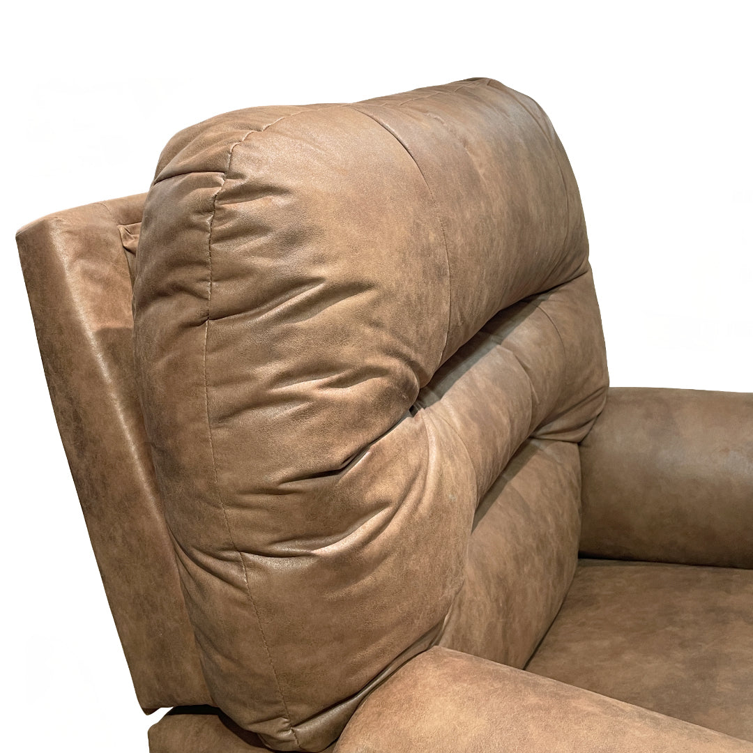 Unity Power Rocker Recliner from Furniture Fair in Brown Performance Fabric with Power Headrest, Power Recline, Made in USA - Reclined position