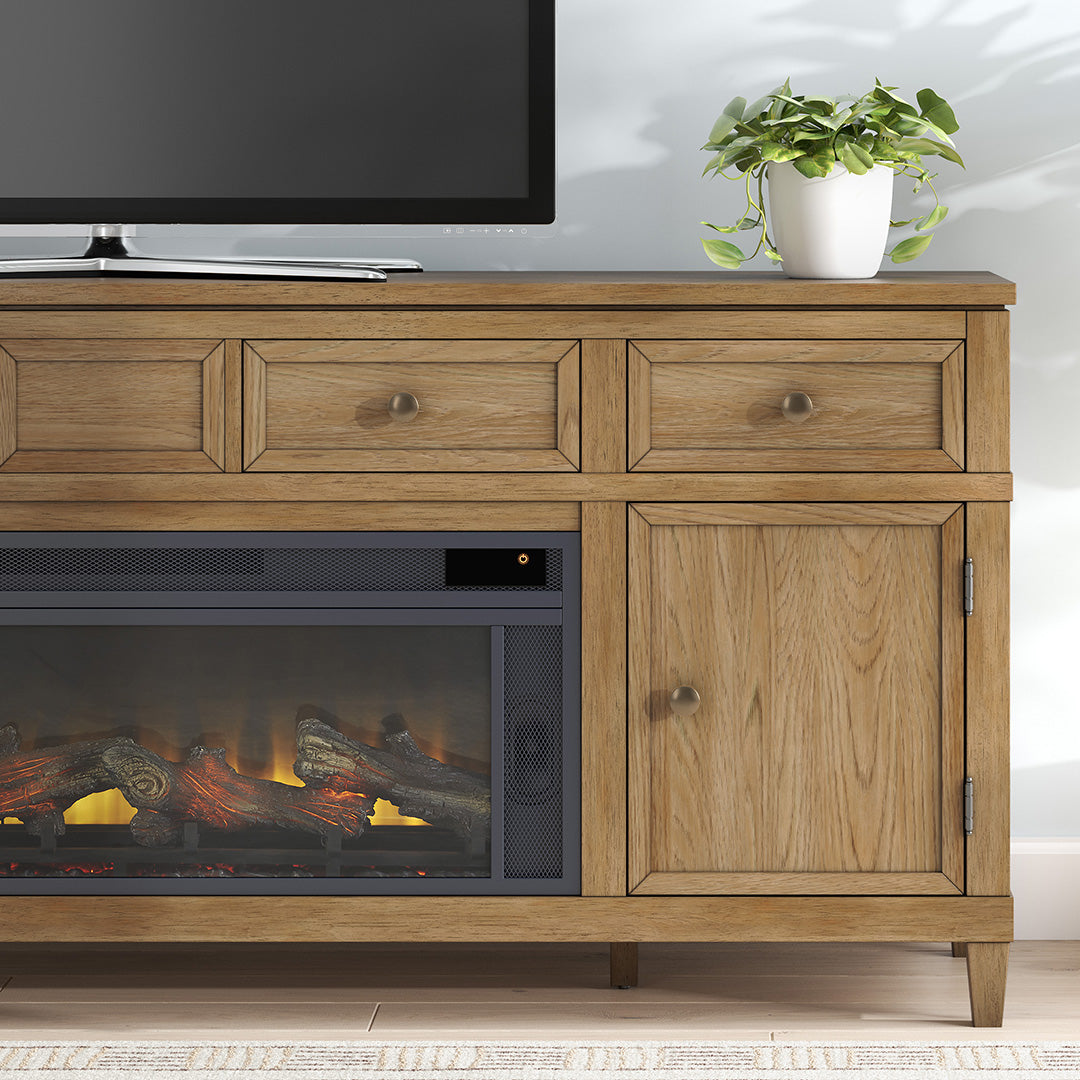Sharlance TV Stand from Signature Design by Ashley in Brown Veneer with Bluetooth Speaker, LED Lighting - Additional view 15