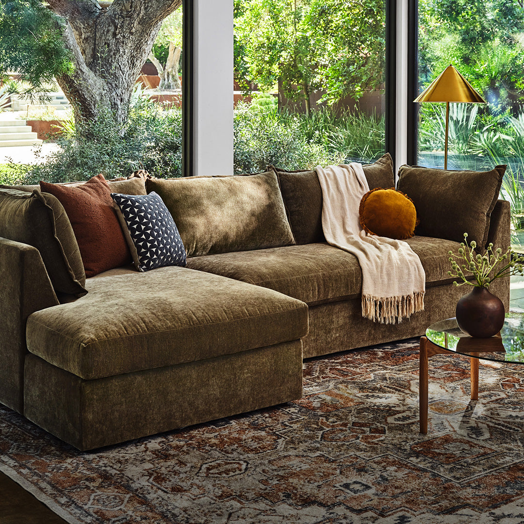 Joybird green sectional sofa
