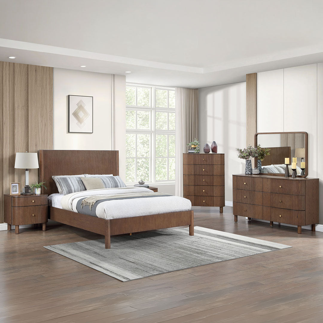 Reeding Dresser with Mirror from Worldwide Designs in Brown - Wood detail