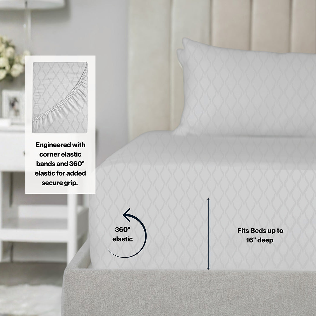 Cooling cotton sheets in light gray, alternate detail, from Lusome