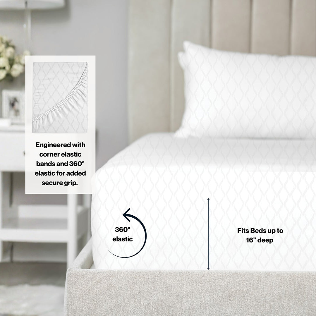 Cooling cotton sheets in white, alternate detail, from Lusome