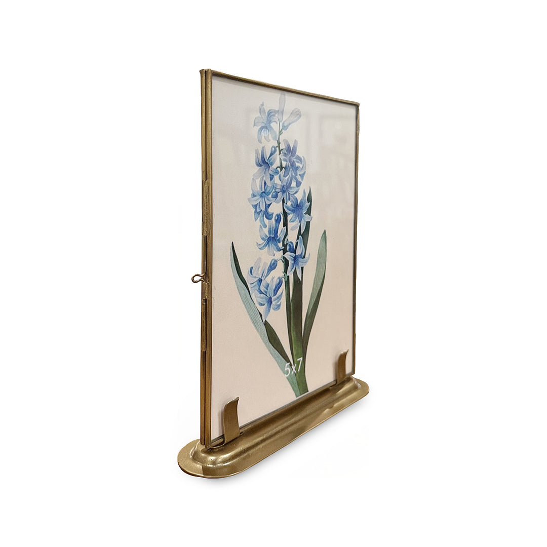 Antique Brass Standing Frame from P D Home & Garden in Yellow Glass - Detail view