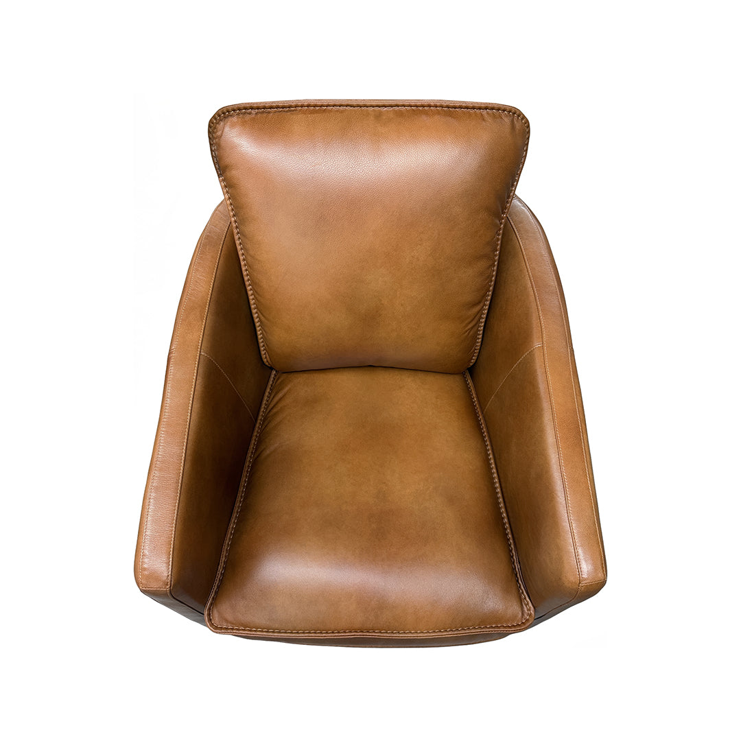 Art Leather Swivel Chair from Moto Motion - Brown finish