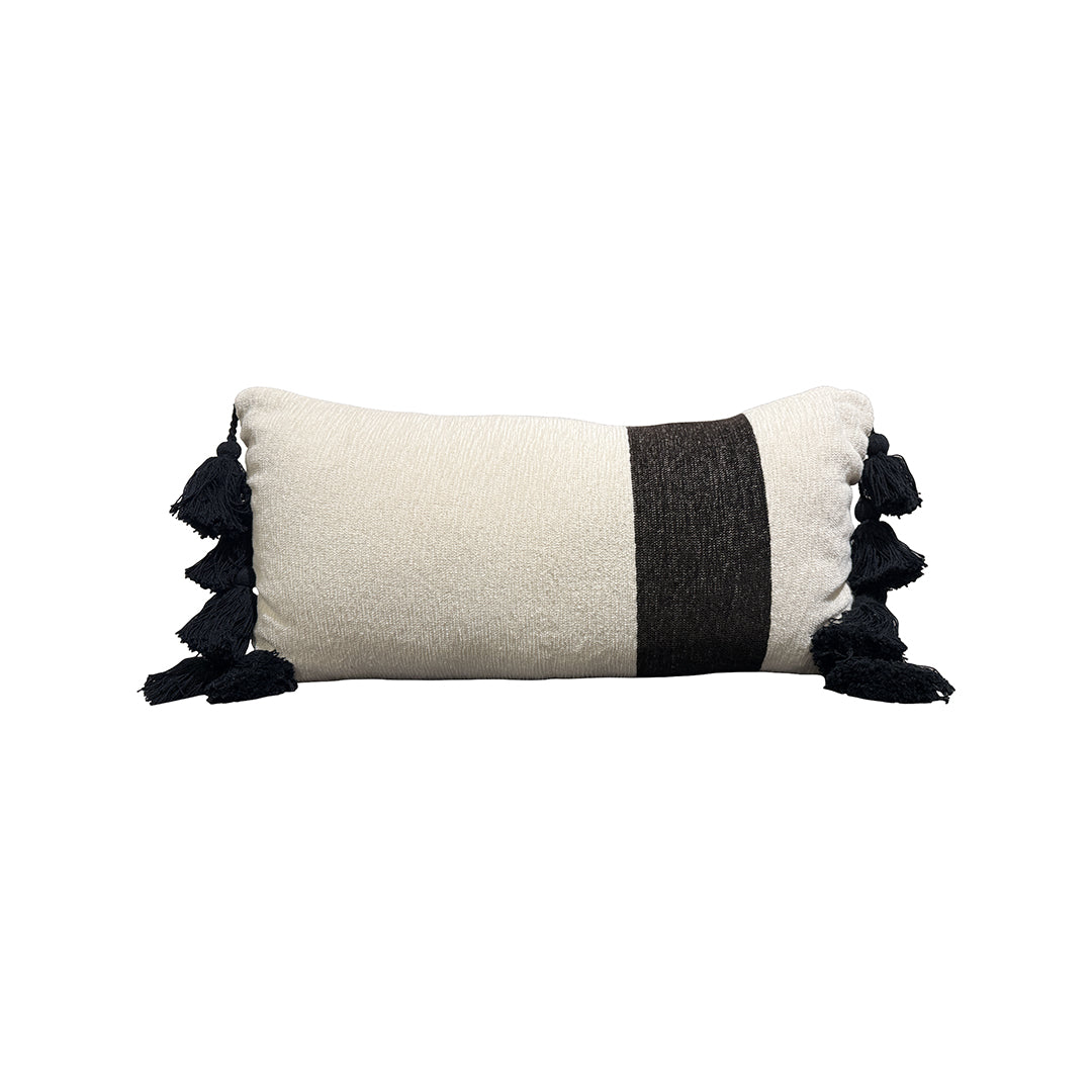 Black and White Tassel Pillow in black and white from P D Home and Garden