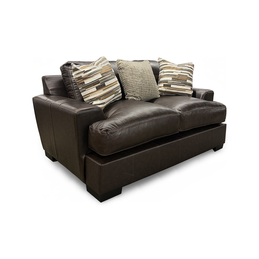 Bodie Leather Loveseat from Michael Nicholas Designs in Brown with Hardwood Frame, Made in USA