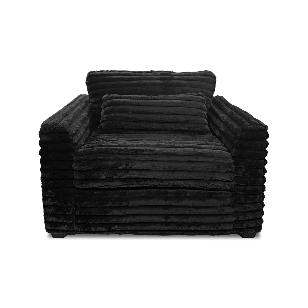 Clifton Sofa and Chair with Ottoman from Washington Brothers Furniture in Chenille, Made in USA - Black finish