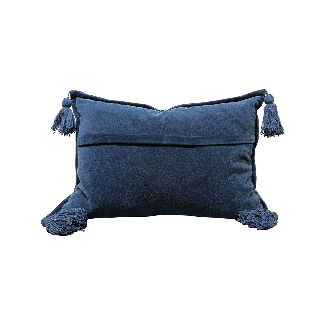 Cotton Velvet Pillow - Blue