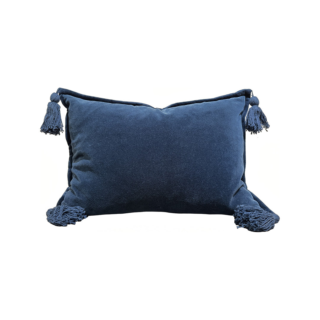 Cotton Velvet Pillow - Blue
