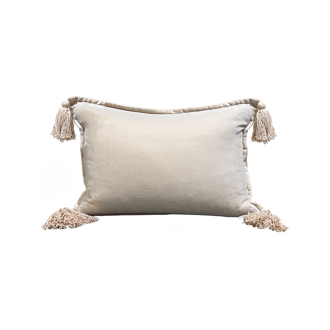 Cotton Velvet Lumbar Pillow - Beige