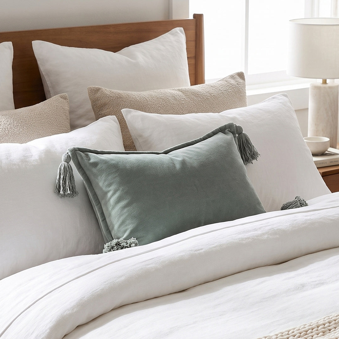 Cotton Velvet Pillow - Sage
