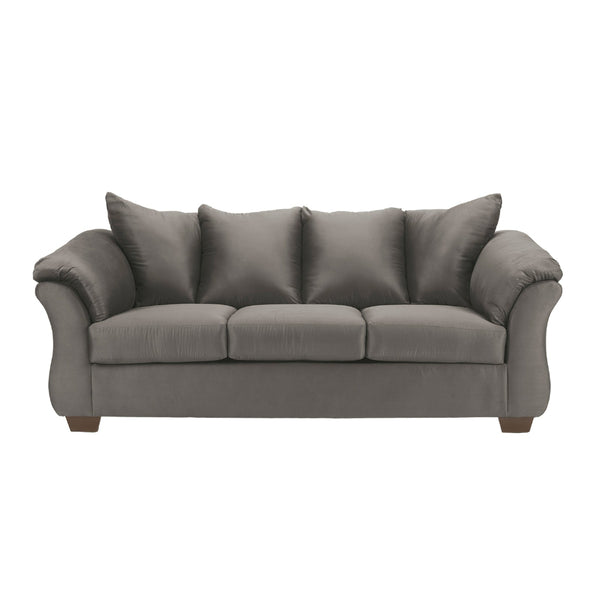Darcy Gray sofa by Ashley Furniture with four cushions on a white background