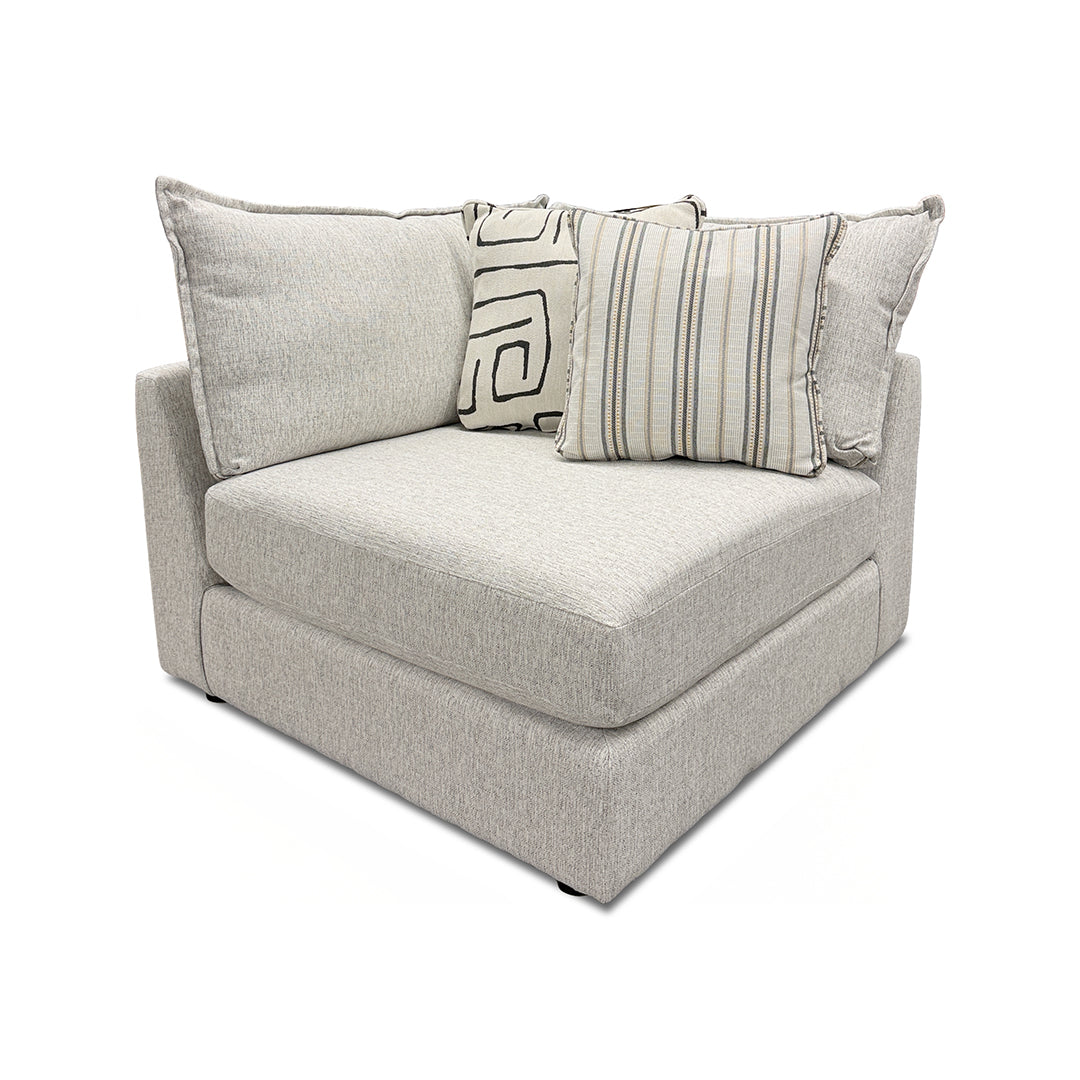 Durango Sectional (4pc) (4-Piece) from Fusion in Gray with Accent Pillows, Reversible Cushions, Made in USA - Angle view